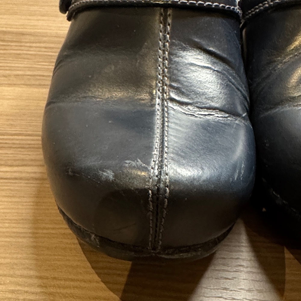 Dansko Dark Blue Leather Mules with Strap - Picture 8 of 8
